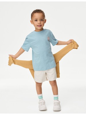 Marks & Spencer Saf Pamuklu Grafik Sloganlı Tişört (2-8 Yaş)