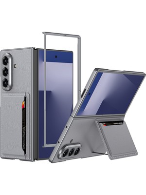 Nova Global Galaxy Z Fold 7 Suni Deri Arka Yüzey Zore Kartlıklı Kıpta Silikon Kapak