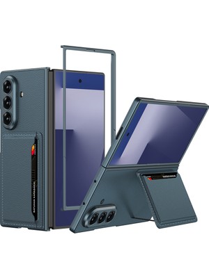 Nova Global Galaxy Z Fold 7 Suni Deri Arka Yüzey Zore Kartlıklı Kıpta Silikon Kapak