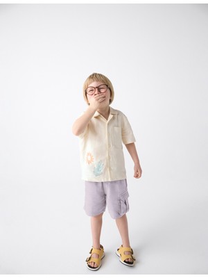 Marks & Spencer Keten Karışımlı Beli Lastikli Şort (2-8 Yaş)