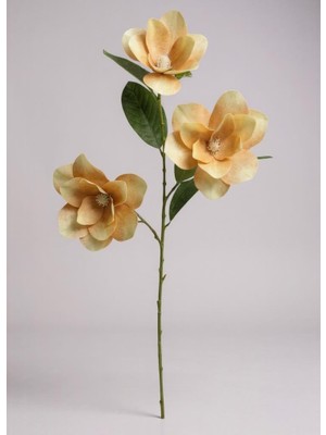Yapay Çiçek Somon Manolya Islak Doku 3 Kafalı Uzun Dal Çiçek Flowers 80CM