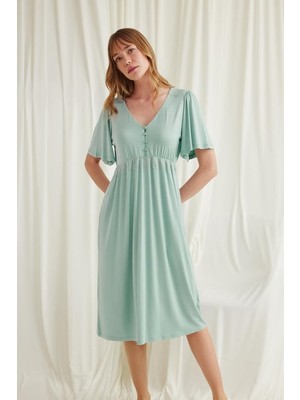 Monamise Dantelli Önü Düğmeli Hamile Lohusa Gecelik