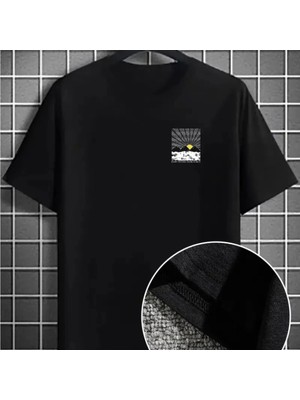Erkek Dağ Grafikli Tişört, Yaz Için Büyük Beden Rahat Tshirt  Iyah