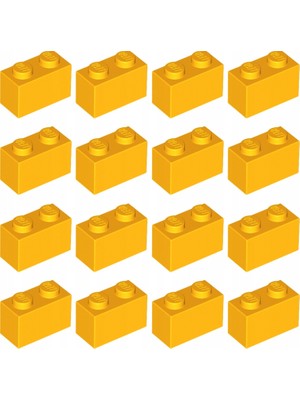 50 Adet 1x2 Açık Turuncu Tuğla Duvar Parçası - 50 Piece 1x2 Bright Light Orange Brick Parts