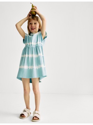 Marks & Spencer Pamuk Karışımlı Batik Desenli Jarse Elbise​ (​2–8 Yaş)