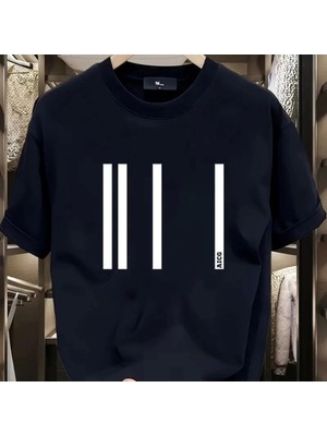 Baskılı Oversize Bisiklet Yaka Tshirt  Iyah