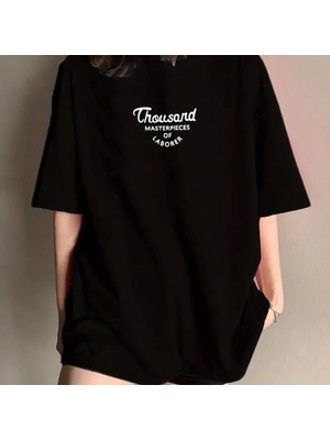 Thousand Baskılı Oversize Bisiklet Yaka Tshirt  Iyah