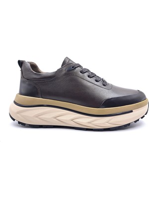 Marcomen M22390 Hakiki Deri Yüksek Taban Erkek Kahverengi Şık ve Konfor Sneaker Ayakkabı