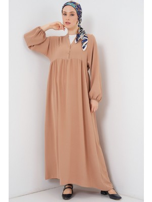 Hiccup Kadınlar BDART Düğmeli V-Yaka Maxi Elbise Deve Kahvesi