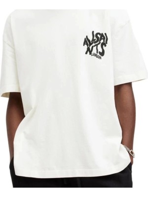Erkek Baskılı Oversize Tshirt  Beyaz