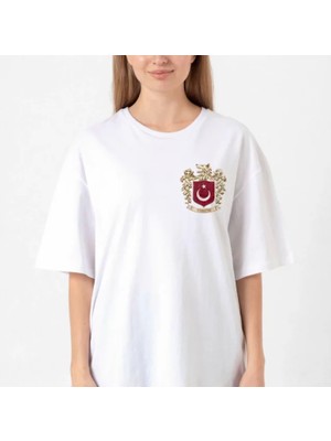 Türk Arma Baskı Tshirt Beyaz