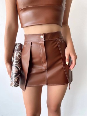 Kontrast Deri Etek Kahve W260015