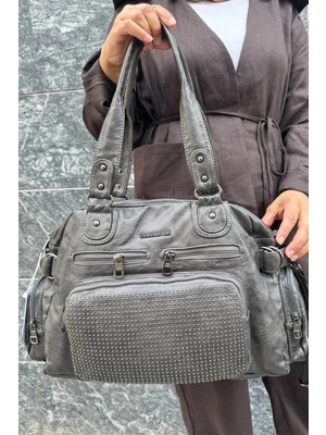 Just Polo Kadın Çok Bölmeli Yumuşak Yıkanmış Deri Kol Çapraz Omuz Çantas