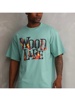 Unisex Baskılı Oversize Thirt  Int Yeşili