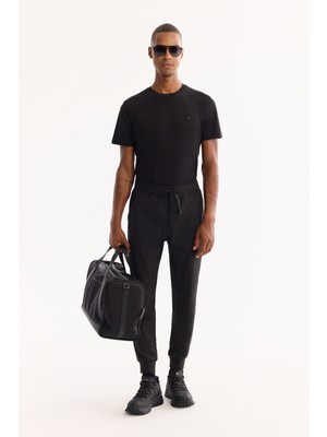 AVVA Erkek Siyah Beli Bağcıklı Elastan Regular Fit Eşofman Altı A52Y3401