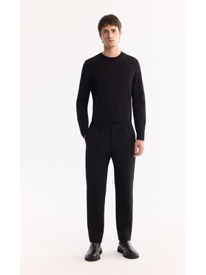 AVVA Erkek Siyah Yani Lastikli Bi-Stretch Hafif Slim Fit Pantolon A52Y3213