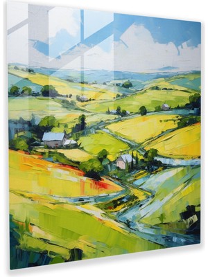 Popcas Anadolu Izlenimci Cam Tablo - Anadolu Kırsal Manzara Cam Sanat