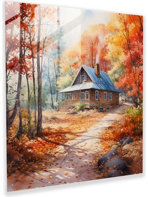 Popcas Sonbahar Ormanı Cam Tablo - Sonbahar Doğa Cam Tablo Cam Sanatı