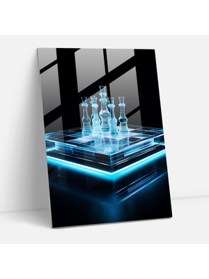 Popcas Modern Sanat Tasarımı Satranç Cam Tablo - Ev Dekorasyonu Duvar Sanatı