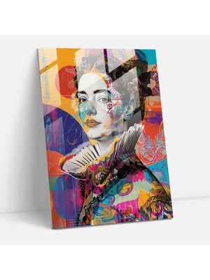 Popcas Barok Pop Sanat Asil Kadın Cam Tablo - Klasik+Popart Duvar Dekorasyonu Cam Sanatı Klasik Sanat ile Pop Sanat.