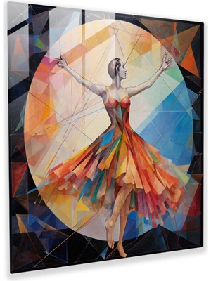 Popcas Geometrik Balerin Cam Tablosu - Ince Detaylar ve Şekiller