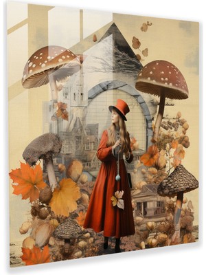 Popcas Vintage Sonbahar Kolajı Cam Tablo - Sonbahar Cam Sanatı Modern Sanat