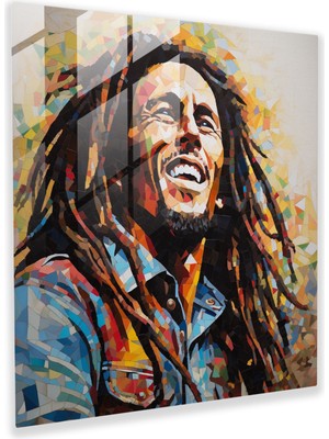 Popcas Bob Marley Cam Tablo - Ikonik Koleksiyon Mozaik - Bob Marley Cam Tablo Bob Marley Cam Duvar Sanatı