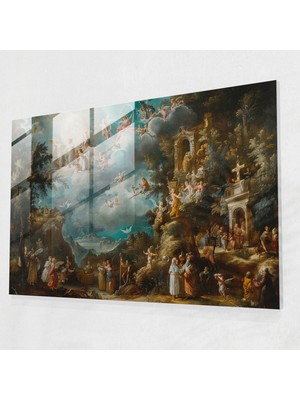 Popcas Alegorik Barok Cam Duvar Sanatı - Barok Duvar Dekorasyonu Sembolik Unsurlar Ev Dekorasyonu