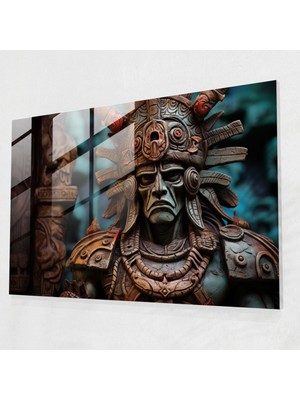 Popcas Ev Dekorasyonu - Antik Silahlar - Mayalı Savaşçı Cam Tablo Taş Kütük