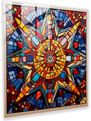 Popcas Klasik Cam Tablo - Detaylı Mozaik Desen - Klasik Mozaik Sanat Eseri Cam Tablo Klasik