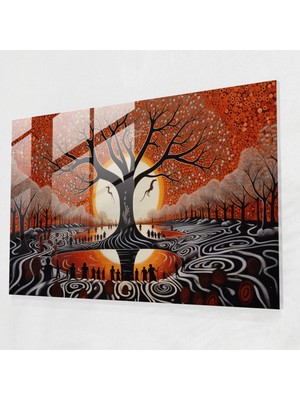 Popcas Aborjin Cam Tablosu: Doğa ve Ruhsallık - Aborjin Çağdaş Sanat Eseri Duvar Dekorasyonu Cam Tablo