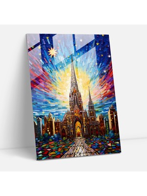 Popcas Kilise Cam Duvar Sanatı - Modern Mozaik Cam Tablo