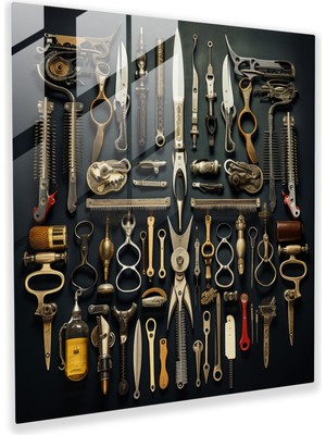 Popcas Berber Araçları Koleksiyonu Cam Tablo - Berber Cam Duvar Sanatı Yaratıcı Duvar Sanatı Modern Sanat