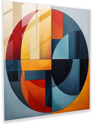 Popcas Harika Geometrik Uyum Cam Tablo - Duvara Asılabilir Ev Dekorasyonu Modern Sanat