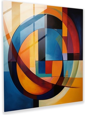 Popcas Parlak Dalgalar Cam Tablo - Soyut Akrilik Boya Cam Duvar Sanatı Dekorasyonu