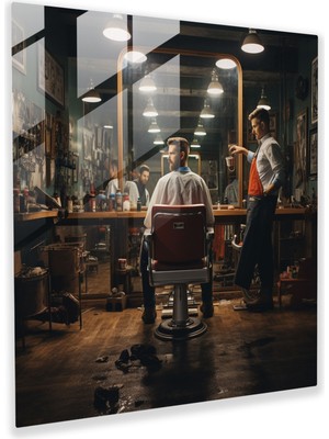 Popcas Kuaför Cam Tablo Baskısı - Kuaför Kuaför Cam Tablo Baskısı Kuaförün Yansıması Ev Dekorasyonu