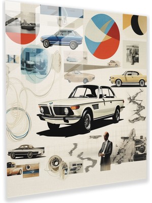 Popcas Bmw Retro Reklamlar Cam Tablo - Bmw Retro Reklamlar Cam Tablo Cam Sanat