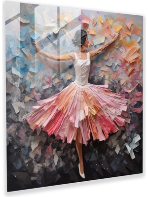 Popcas Balerin Kolaj Cam Tablo - Ev Dekorasyonu Modern Sanat