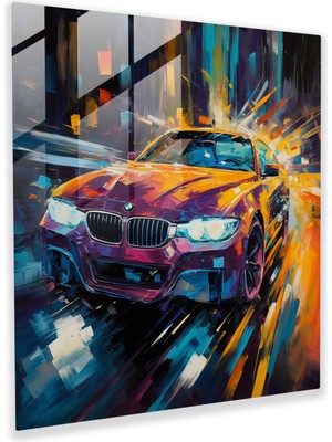 Popcas Bmw Soyut Cam Tablo - Ev Dekorasyonu Yağlı Boya Modern Sanat