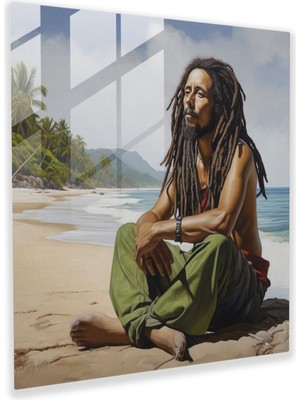 Popcas Bob Marley Cam Tablosu - Duvar Dekorasyonu Plaj Gerçekçi