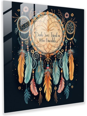 Popcas Bohem Rüyaları Cam Tablo - Bohem Tarzı Ev Dekorasyonu Detaylı Desenler Ilham Verici Alıntı