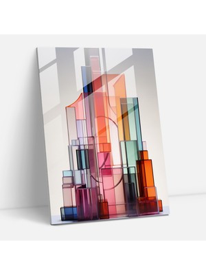 Popcas Kilise Cam Tablo Sanatı: Geometrik Uyum - Kilise Uyumlu Kompozisyon Duvar Dekorasyonu Modern Sanat