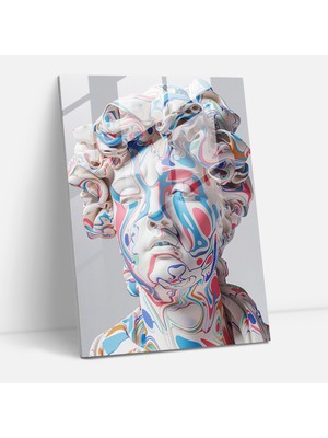 Popcas Dijital Rönesans Cam Tablo - Klasik+Popart Ev Dekorasyonu Rönesans Heykeli Cam Duvar Sanatı