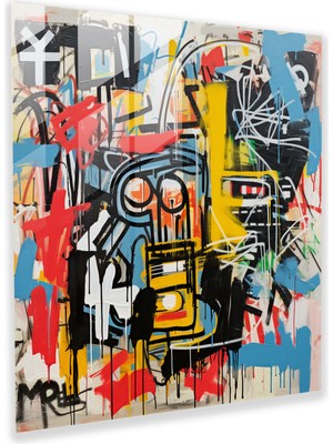 Popcas Basquiat Cam Duvar Sanatı - Modern Sanat Cam Sanatı Duvar Dekoru
