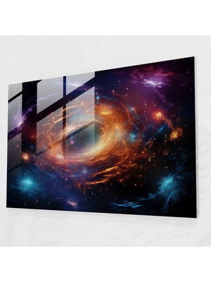 Popcas Kozmik Kara Delik Cam Tablo Sanatı - Dünya Cam Tablo Uzay Bulutları