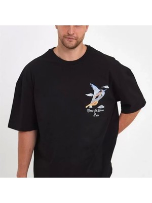 Erkek Elek Baskılı Oversize Tshirt  Iyah