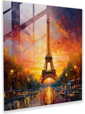 Popcas Mükemmel Izlenimci Eyfel Kulesi Cam Tablosu