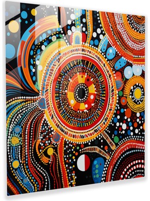 Popcas Modern Aborjin Cam Tablosu - Aborjin Cam Sanatı Duvar Dekorasyonu