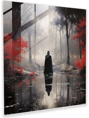 Popcas Izlenimci Huzur Darth Vader Cam Tablo - Darth Vader Modern Sanat Cam Tablo Cam Duvar Sanatı
