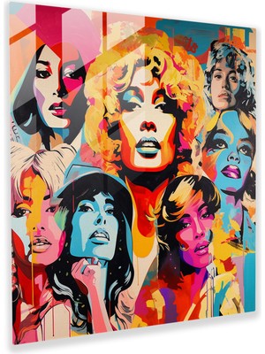 Popcas Funky Pop Art Cam Tablo - Eğlenceli Ünlü Yüzler Cam Duvar Sanatı